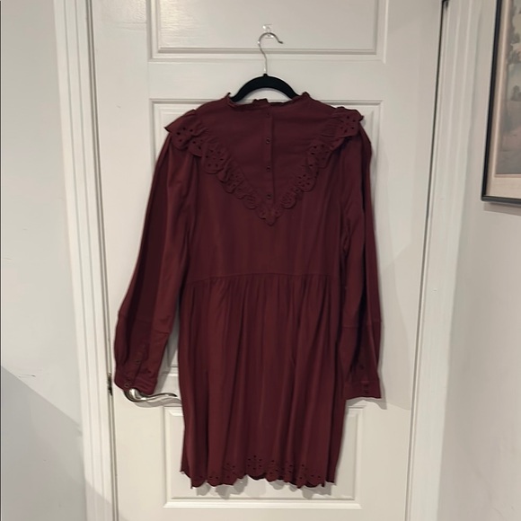 NWT Madewell Chic Burgundy Eyelet Dress - Picture 8 of 9